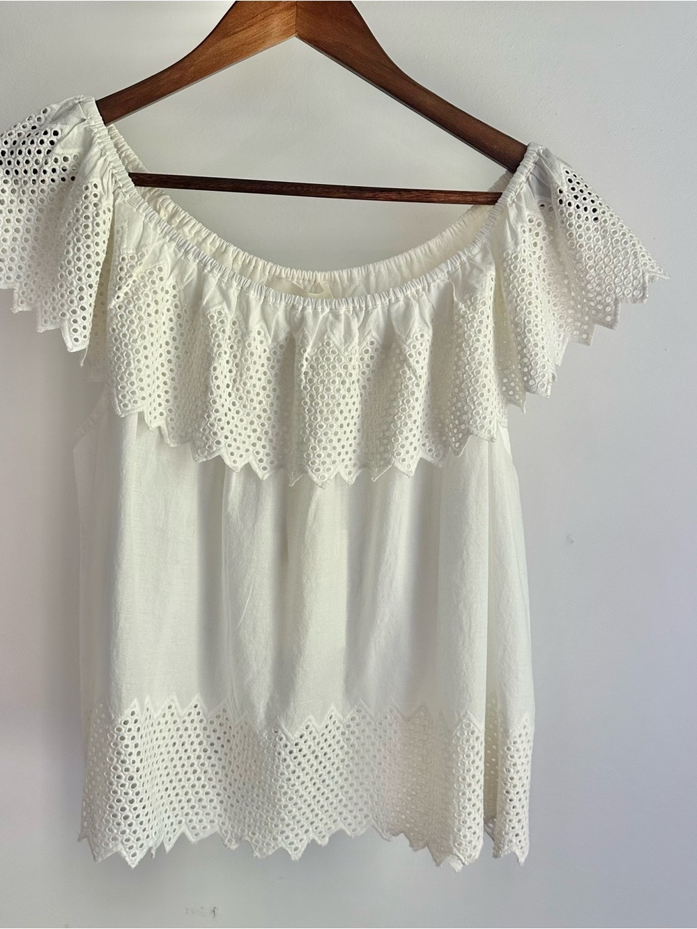 The Great The Westport Top with Honeycomb Eyelet White Medium NWT